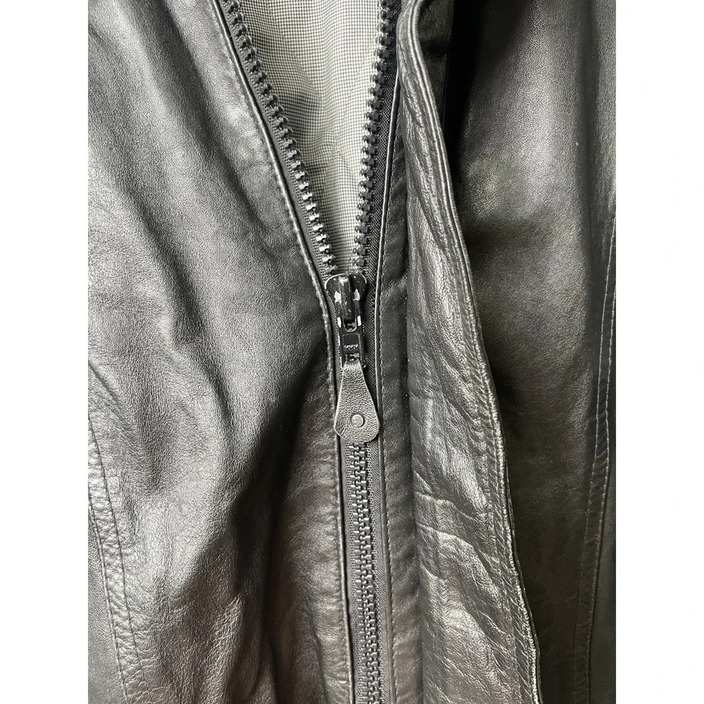 Pacific Club by Nak Vintage Mens Leather Bomber Jacket Medium Black